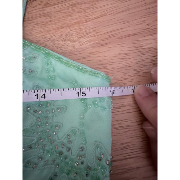 Precious Formals Mint Green Beaded 2 Piece Dress Lace Up Back Size 4 Y2K whimsi - Picture 13 of 16